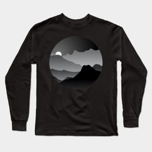 Geometric Landscape on black and white Long Sleeve T-Shirt